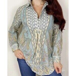 Soft Surroundings Tabitha Long Sleeve Tunic Top Floral/Paisley Size 1X Boho Chic